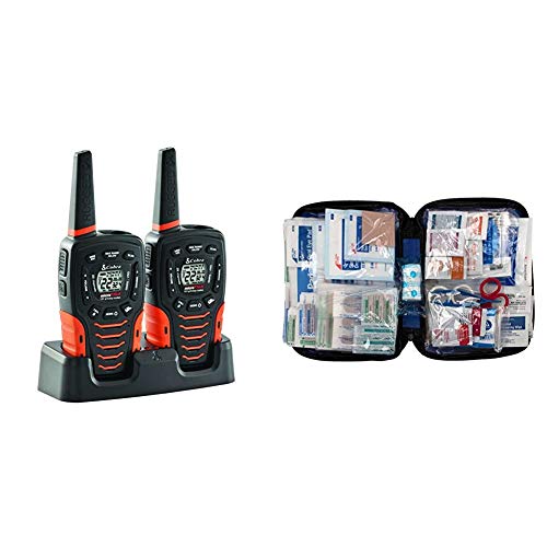 Cobra ACXT645 Waterproof Walkie Talkies for Adults - Rechargeable, 22 Channels, Long Range 35-Mile Two-Way Radio Set (2-Pack) & First Aid Only 298 Piece All-Purpose First Aid Emergency Kit (FAO-442)