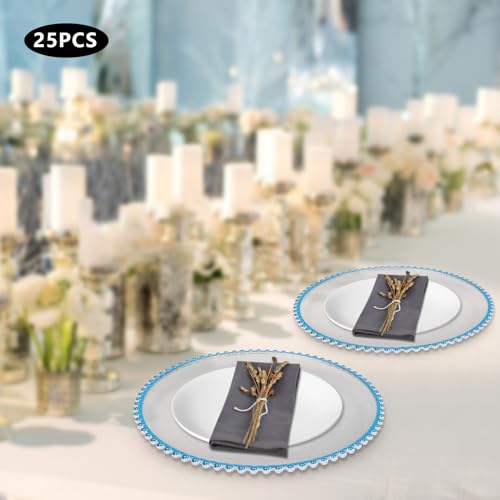 Set 25 Platos Cargadores 12.6 in Poliestireno Azul miniatura 3