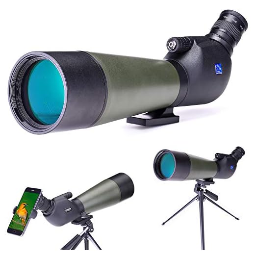20–60 x 80 Tubkikare HD vattentätt spottingteleskop med stativ, bärväska och smartphoneadapter för fågelskådning bågskytte safari sightseeing Stargazing Camping