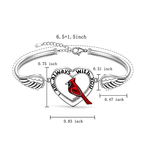 Cardinal Bracelet for Women Sterling Silver Memorial Red Cardinal Bracelets Bangle Angel Wings Sympathy Remembrance Cardinal Jewelry Charms Mothers Day Gifts2