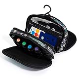 Essential Oil Storage with Clear Accessories Pocket - Essential Oil Carrying Case Holds 12 Bottle 5ml-15ml Vials and 5 Roller Bottles - Three-Layers Essential Oil Organizer Bag with Hook (Blue)