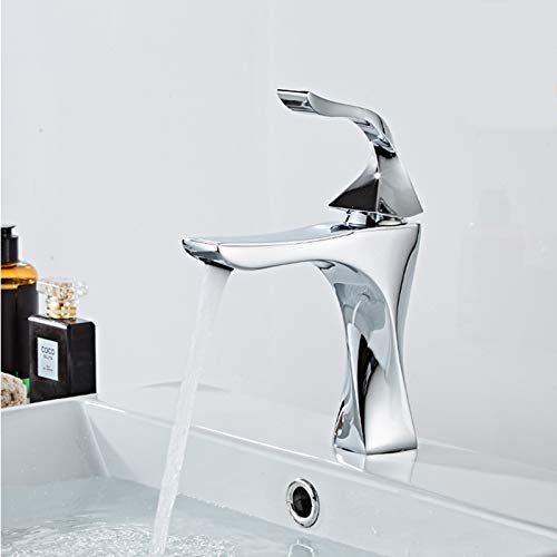 Robinet de lavabo monotrou en laiton blanc torsion design luxe - 3