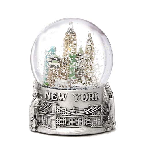 New York City Silver Lined Snow Globe 65mm NYC Souvenir Color Skyline Snow Globes 3.5"