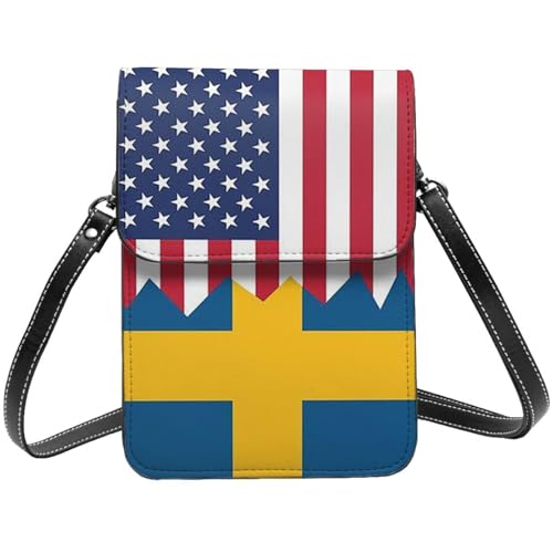 Swedish American Flag Girl'S Phone Purses With Crossbody Strap And Wallet Crossbody Bag For Women