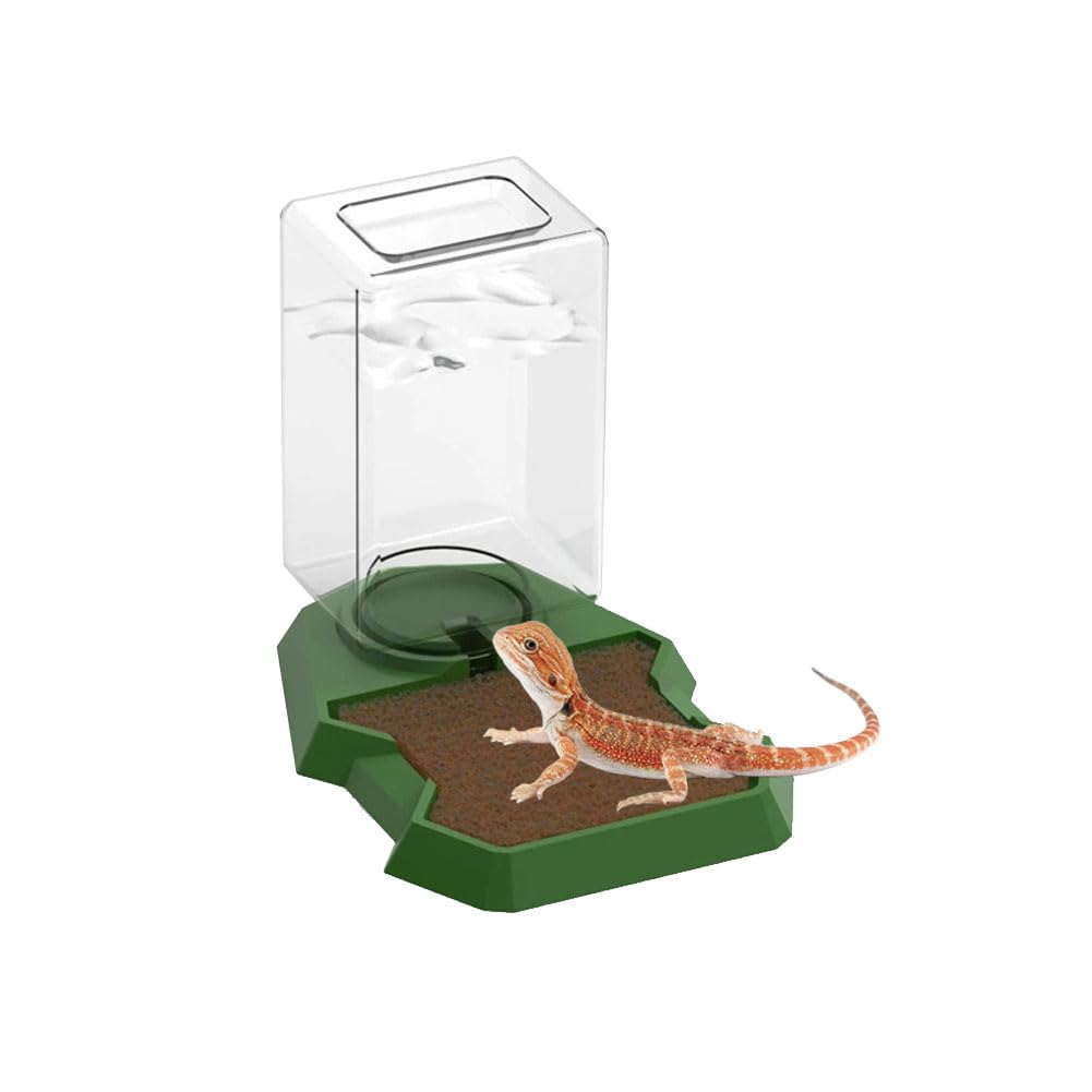Reptile Water Dispenser with Bottle,Prevent Drowning Water Dispenser,Reptile Water Feeder with Absorbent Cotton, Feeding Accessories for Terrarium