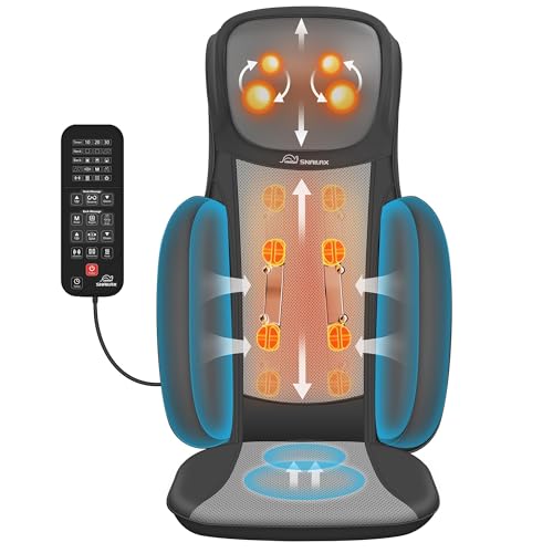 Snailax Shiatsu Neck and Back Massager with Heat, Adjustable-Height Neck Massager Rollers Massage Chiar Pad with Vibration, Chair Seat Massager for Home, Office, Gifts for Men, Women
