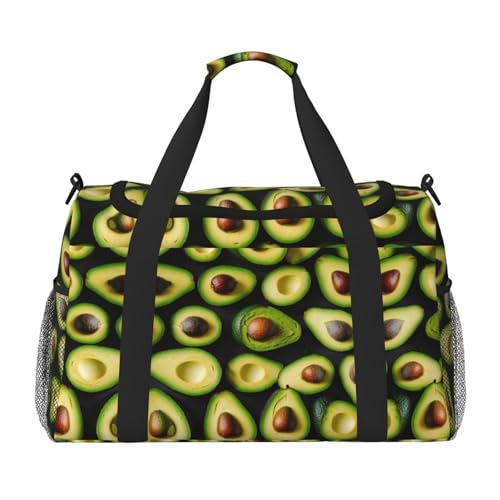 Bolsa de viaje con patrón de aguacate, amplio espacio impermeable para la noche y playa