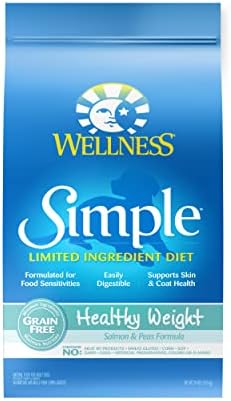 Wellness Simple Natural Grain Free Limited Ingredient Dry Dog Food, Healthy Weight Salmon and Peas Recipe, 24-Pound Bag