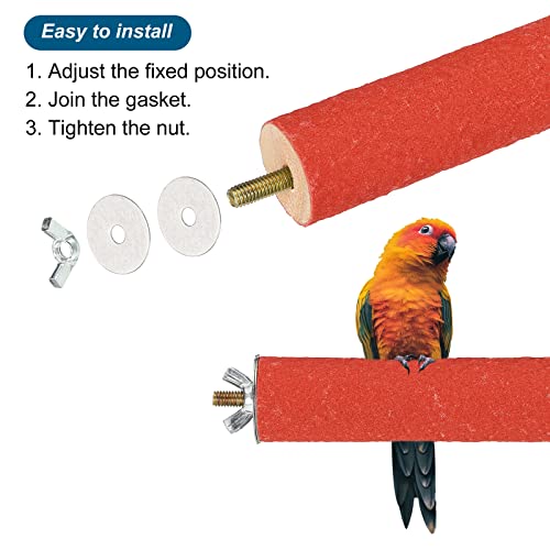 Image of PATIKIL 1.1x13.9 Inch Bird Cage Perch, Parrot Stand Paw Grinding Stick Bird for Parakeet Cockatiel Cage Accessory, Red