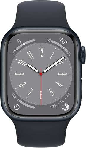 Image of Apple Watch Series 8 [GPS, 41mm] - Midnight Aluminum Case with Midnight Sport Band, S /M (Renewed) | S /M Size, Renewed