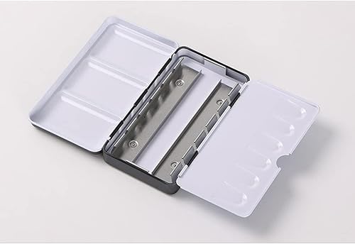 Miniatura 7 de Jinberry Lata de acuarela de metal con paleta de mezcla plegable, paleta de acuarela vacía multifuncional con sartenes, paleta de bandeja de pintura