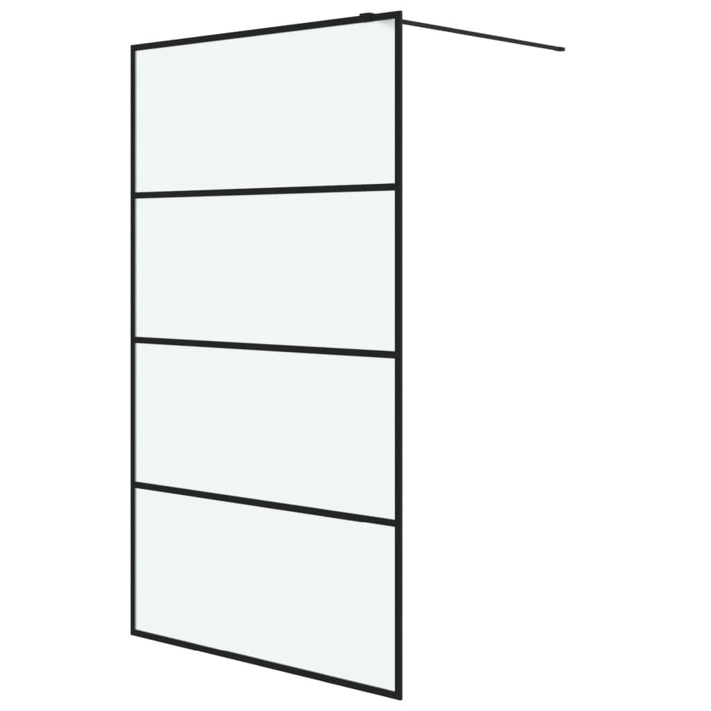Regulowana ścianka prysznicowa do łazienki, kabina prysznicowa ze szkłem bezpiecznym ESG i ramą aluminiową do kabiny prysznicowej, kolor czarny, 115 x 195 cm