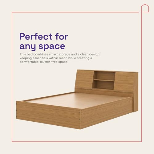 Image of Wakefit Bed | 1 Yr Warranty | Bed Queen Size, Comes with Storage Box, Noise Free, Density: 680-750 kg /m, Termite & Borer Resistant, Fits Mattresses Up to 8 Inches (Orion 78 x 60 - Urban Teak)