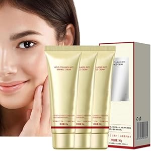 Golden Collagen Anti-Rimpel Crème, Koreaanse Collagen Gezichtsbevochtiger, Langdurige Diepe Hydraterende Verstevigende Crème, Anti-Aging & Huidverstrakking voor Vrouwen (3 Stuks)
