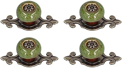 4 Set Zinc Alloy Round Cabinet Knob Drawer Pull Handle Green for Furniture Wardrobe Bathroom Hardware