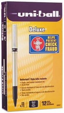 (3 Pack Value Bundle) SAN60052 Deluxe Roller Ball Stick Waterproof Pen, Black Ink, Fine, Dozen