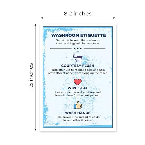 Image of Reko Frames Washroom Etiquette Bathroom Poster, Self Adhesive, Water Resistant, 8.2 x 11.5 Inches (Etiquette)