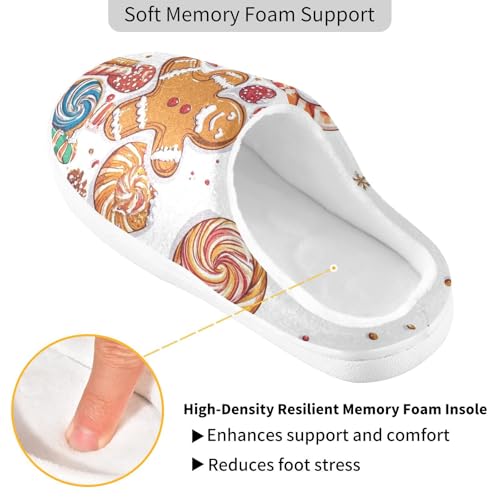 JUNZAN Gingerbread Candy Christmas Cotton Slippers for Men Comfy Memory Foam Mens Slippers for Indoor Funny Presents 6-72