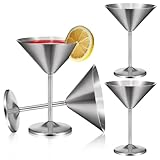 AojSup 4-Pack Stainless Steel Martini Glasses - Metal Martini Glasses, Unbreakable Travel-Ready Cocktail Glass Set, 8.5oz Shatterproof Barware with Sandblasted Finish