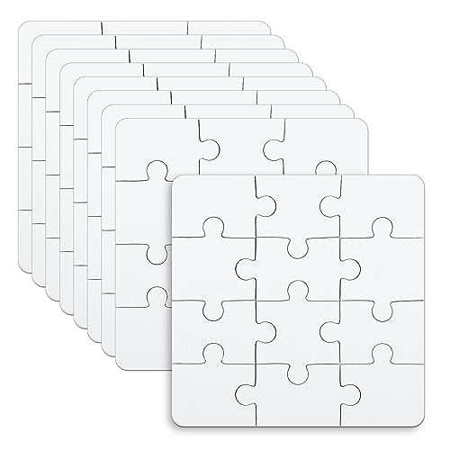 10 Hojas Rompecabezas en Blanco para Niños, 10x10 cm Rompecabezas en Blanco de 12 Piezas Rompecabezas en Blanco para Niños Juegos de Cumpleaños Actividad Favores de Fiesta Manualidades