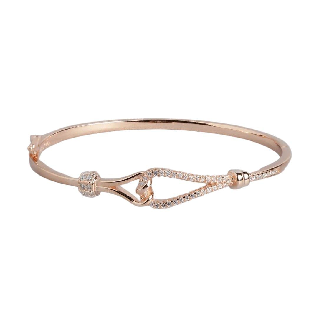 ZAVYA 925 Sterling Silver Cubic Zirconia Modern Rose Gold Plating Kada Bracelet | | Gift for Women and Girls | With Certificate of Authenticity and 925 Hallmark (B0C37QP8BJ) Amazon Price History, Amazon Price Tracker