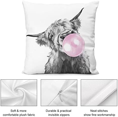 Highland Cow Bubble Home Bedroom Cushion Pillow Covers Sofa Couch Decorative Square Throw Pillow Case 18x18 In
