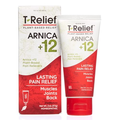 MediNatura T-Relief Regular Strength Discomfort Relief Gel - Arnica for Fast-Acting Support - Supports Mobility & Body Aches - Homeopathic & Plant-Based - Paraben-Free - Non-Sticky - 2 oz