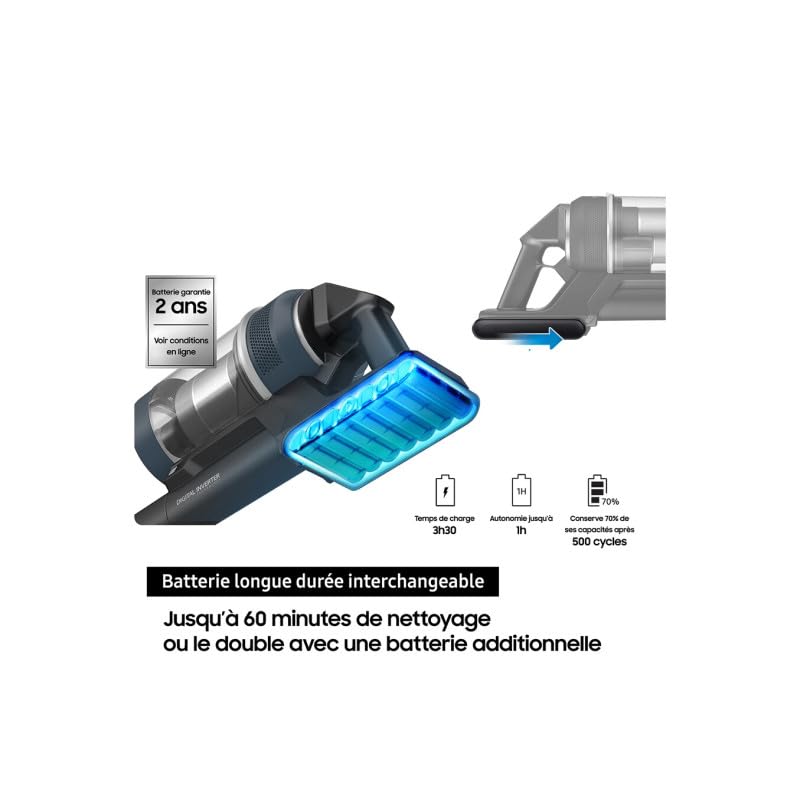 Samsung VS20B95C43W/WD Bespoke Jet Plus CompleteClean - Aspiradora inalámbrica telescópica, estación de Limpieza Todo en uno y Otros Accesorios, Misty White, 210 W