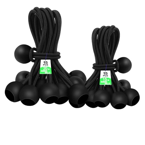 30 gomas tensoras con bola, 15 cm y 20 cm (negro)