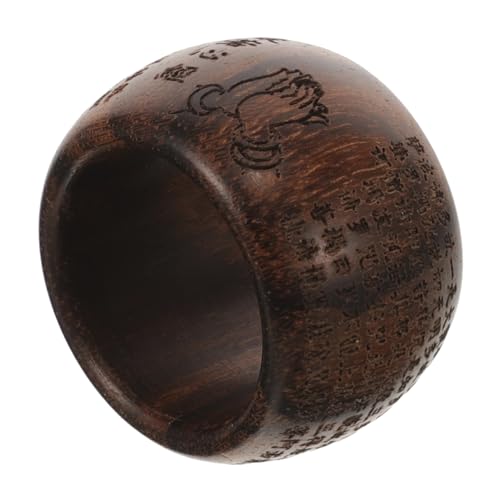 Warmhm Bague En Bois Naturel Tigre, Bague Bouddhiste Pour Homme, Anneau Pouce Décoratif En Bois D’agar, Style Rétro, Dimension Réglable, Usage Quotidien...