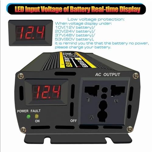 Onduleur sinusoïdal pur transformateur 60V 220V avec écran de contrôle LED