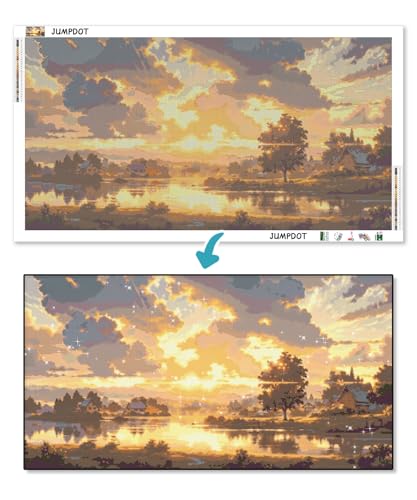 Pintura de diamantes 5D para vinilos de pared grandes con diseño de atardecer 70x40 4
