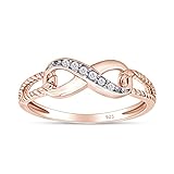 AFFY Round Cut White Natural Diamond Infinity Rope Ring Jewelry For Women in 14k Rose Gold Over Sterling Silver (0.03 Cttw, Color- I-J, Clarity- I2-I3) Ring Size- 11.5
