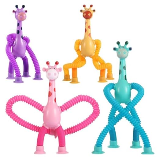 Girafas Com Led Pop It Tubo Estica E Gruda Montessori Melman Fidget Toys Tiktok Brinquedo infantil Bebê