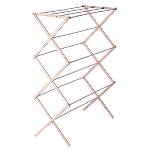 Household Essentials Wood Clothes Drying Rack, Brown