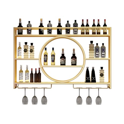Estante de vino de pared moderno redondo con diseño de metal industrial para bar, estante de exhibición de hierro para gabinete, elegante solución de almacenamiento de vino