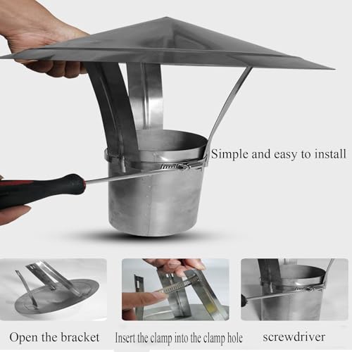 Tapa de chimenea de acero inoxidable 304 con abrazadera ajustable para todo clima 8