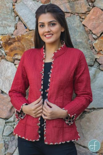 Image of Reversible Jacket for Women | Double Sided Quilted Jacket | Reversible Winter Jacket for Women | Stylish Ethnic Printed Jacket | Warm & Comfortable Casual Outerwear
