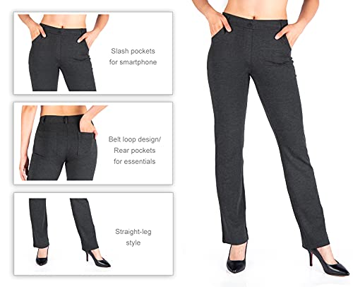 Image of Yogipace,Belt Loops,Women's Petite /Regular /Tall Straight Leg Yoga Dress Pants