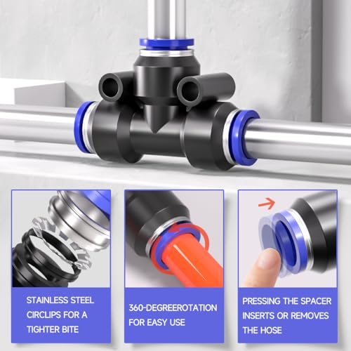 Conector rápido neumático de 12 mm y adaptadores reductores en kit de 46 piezas 5