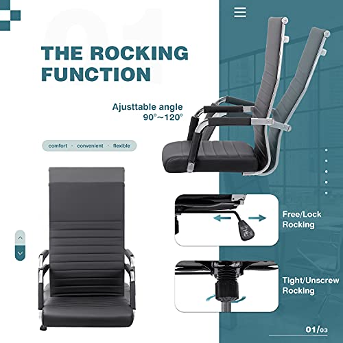 Victone Ribbed Office Chair High Back Pu Leather Executive Conference Chair Adjustable Swivel Chair (Black) #TOP3