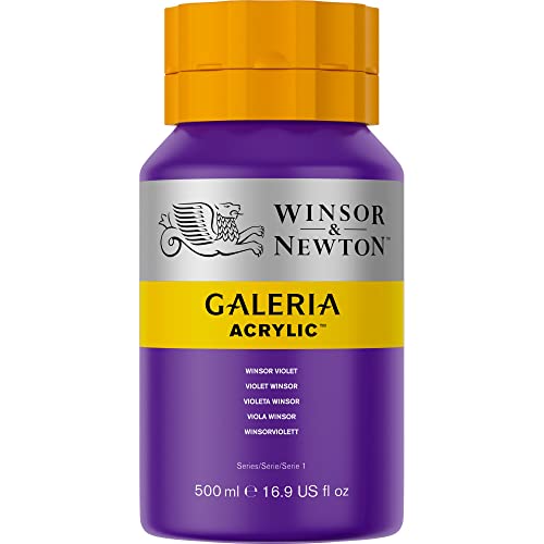 Image of Winsor & Newton Galeria Acrylic Colour - Jar of 500 ML - Winsor Violet (728) - Highly Pigmented Lightfast Artists' Acrylic Paints for Canvas, Wood, Fabric & Paper