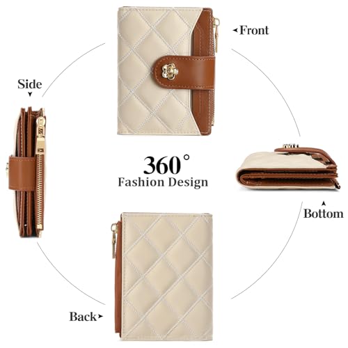 Image of RNIEGA Small Wallets for Women Leather Bifold Wallet Women RFID Blocking Purse Credit Card Holder with 15 Card Slots and ID Window Coin Pocket