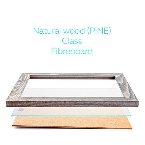 Image of Rustic Wooden Poster Picture Frame 12x18 - Natural Solid Eco Distressed Wood for Wall Mounting Photo Frame - Grey
