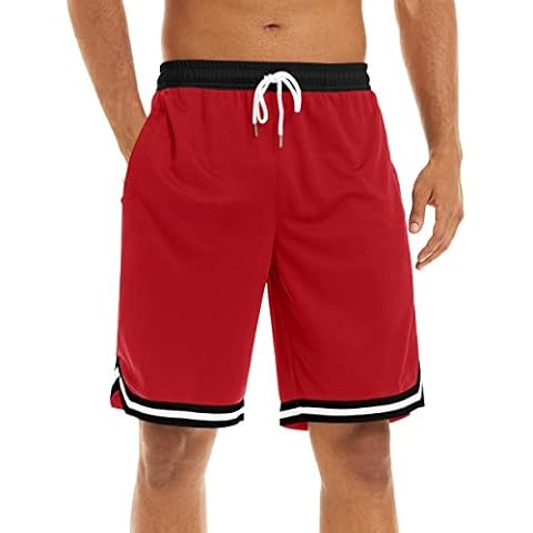 Lacsinmo Shorts for Men Athletic Shorts Quick Dry Summer Shorts with Zip Pocket Half Shorts Short Pants Gym Shorts Red Cover