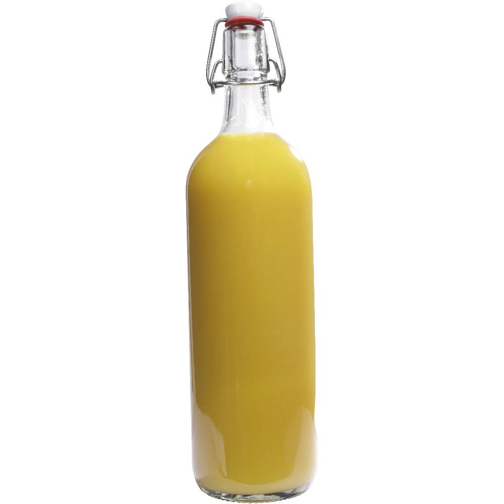 Lot de 4 Bouteilles carafes à Eau 1 Litre avec Bouchon mécanique - Verre Transparent - Livré avec Un Entonnoir