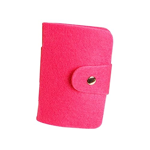 Creative Wool Felt Organizer Wallet for Men Women Lightweight Id Credit Case Delicate Workmanship Travel Accessory Rosy Color