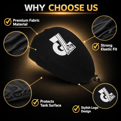 Image of Motorcycle Petrol Tank Cover - Premium Elastic Dustproof & Scratch-Resistant Protector for New Classic, Bullet, Meteor, Goan Classic, Old Classic, Bullet 350 All Models, Black (Pack of 1)