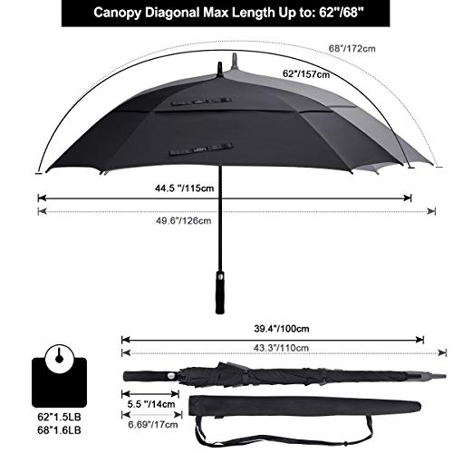 image for G4Free Extra Large Golf Umbrella Double Canopy Vented Square Umbrella 