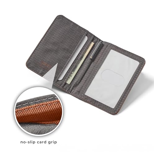 Image of Allett Hybrid Card Wallet, Hazel Brown | Leather, RFID Blocking, Vertical Layout | Minimalist, Bifold, Card Holder, Water Resistant, Thin, Front Pocket | Holds 3-10+ Cards, Cash